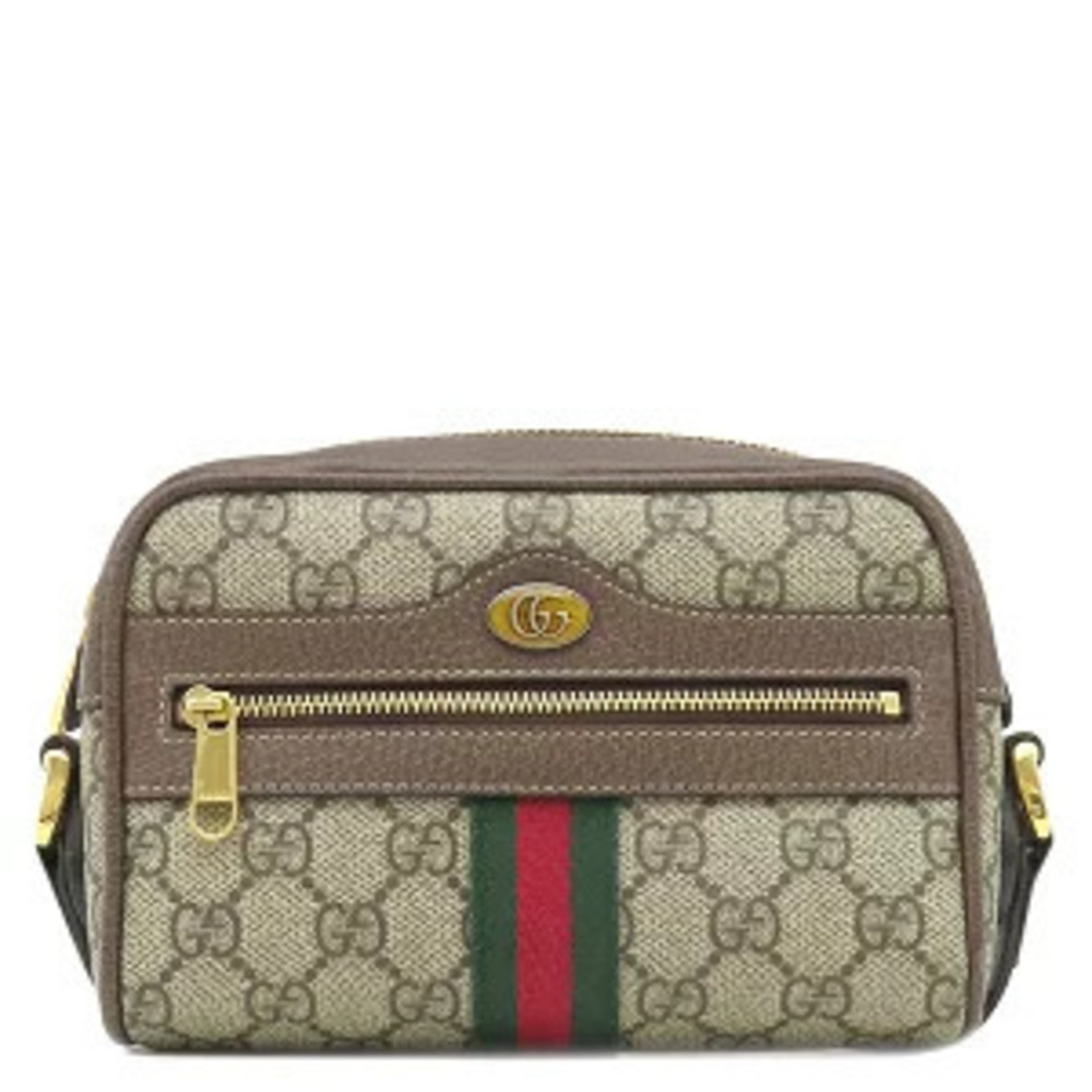 Gucci GG Supreme Ophidia Shoulder Bag Canvas Leather Beige Cream x Brown Sherry